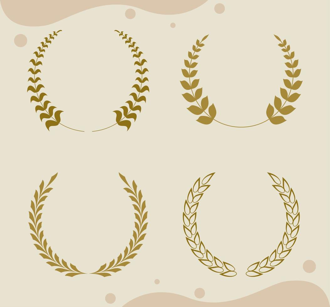laurel wreaths four icons vector