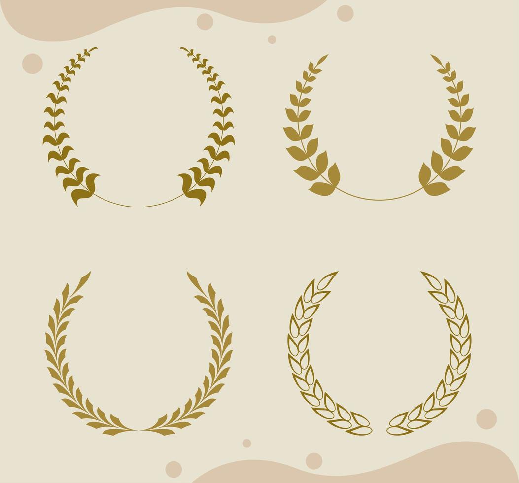 laurel wreaths four icons vector