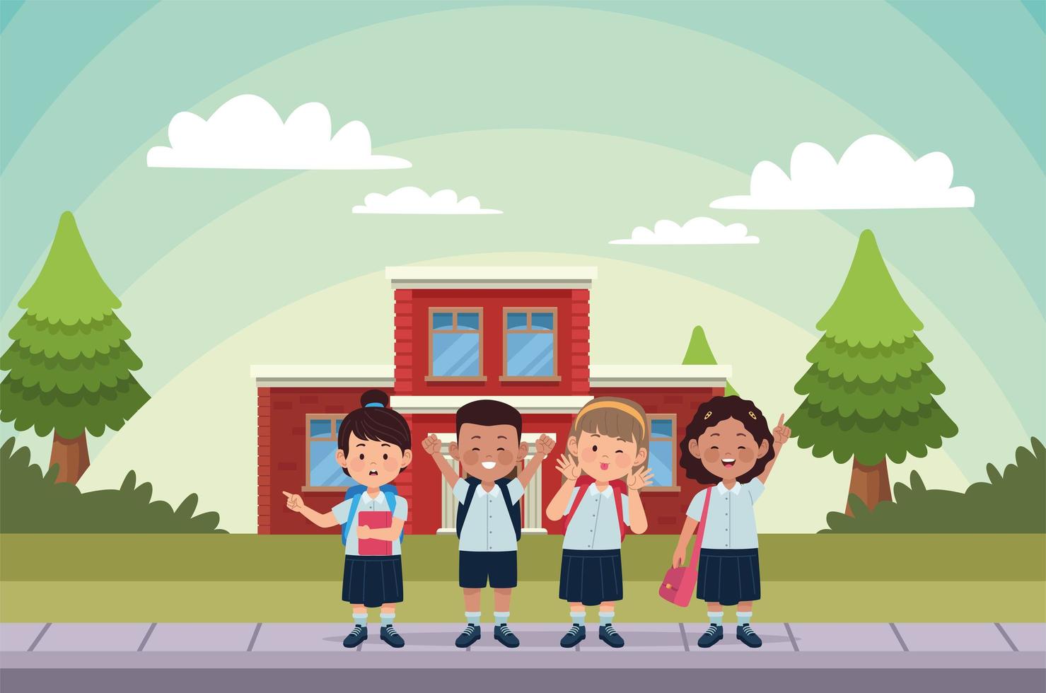 four students in the school vector