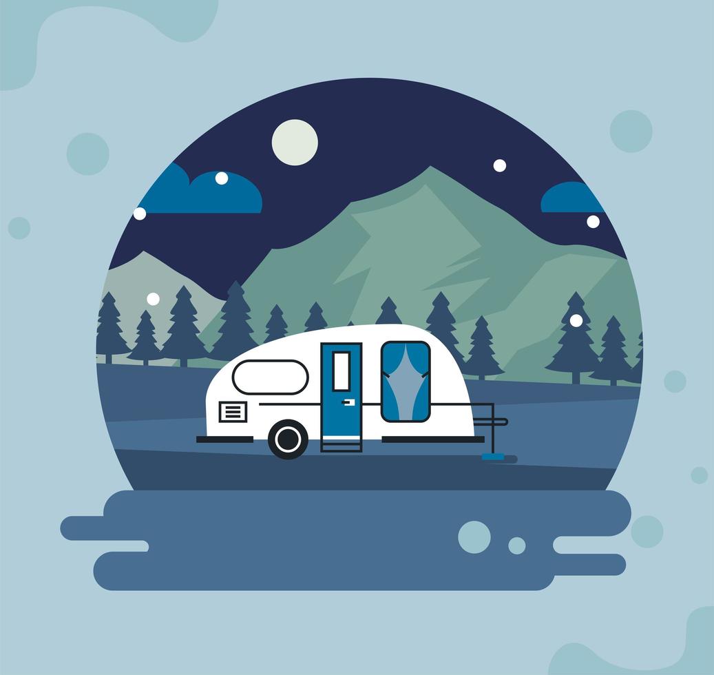 white camper at night vector