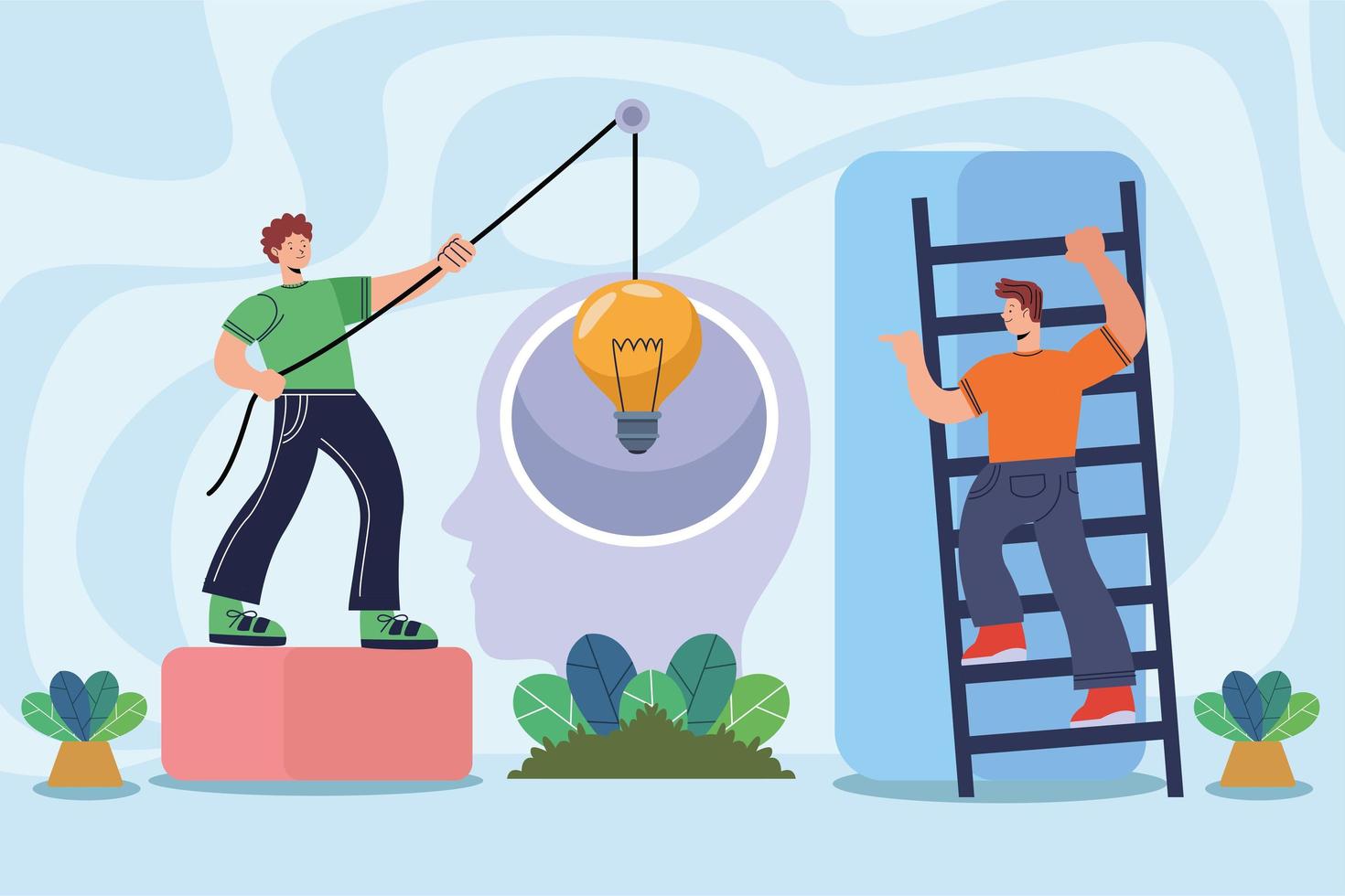 innovative men with bulb vector