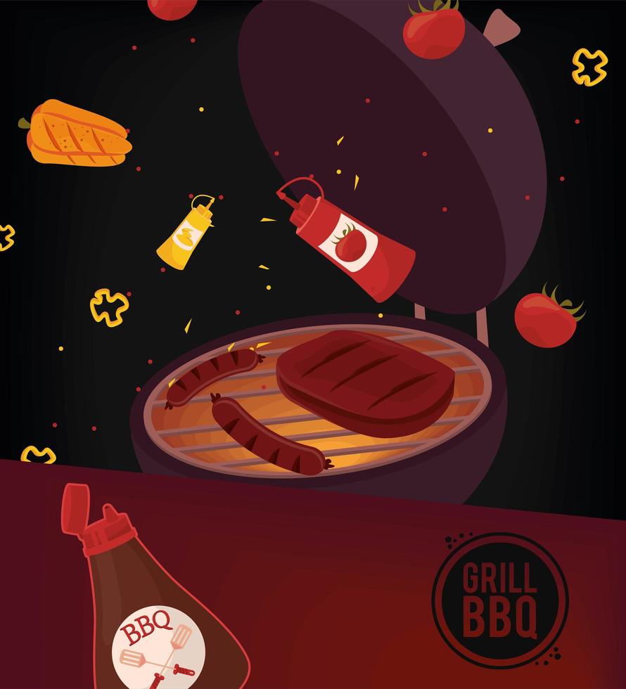 bbq poster with oven vector