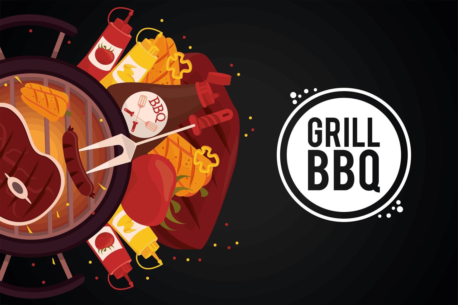 letras y artículos de barbacoa a la parrilla vector