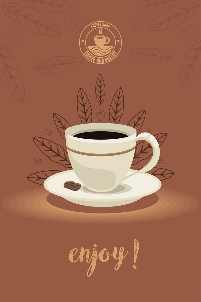 coffee shop seal with cup vector