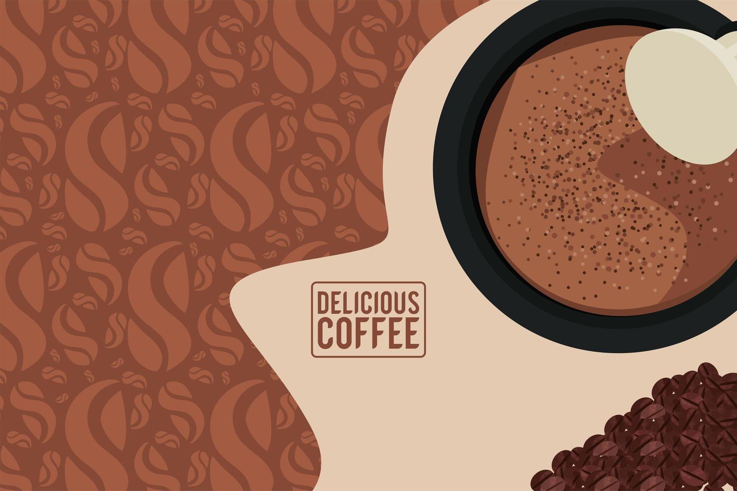 delicious coffee lettering with teapot vector