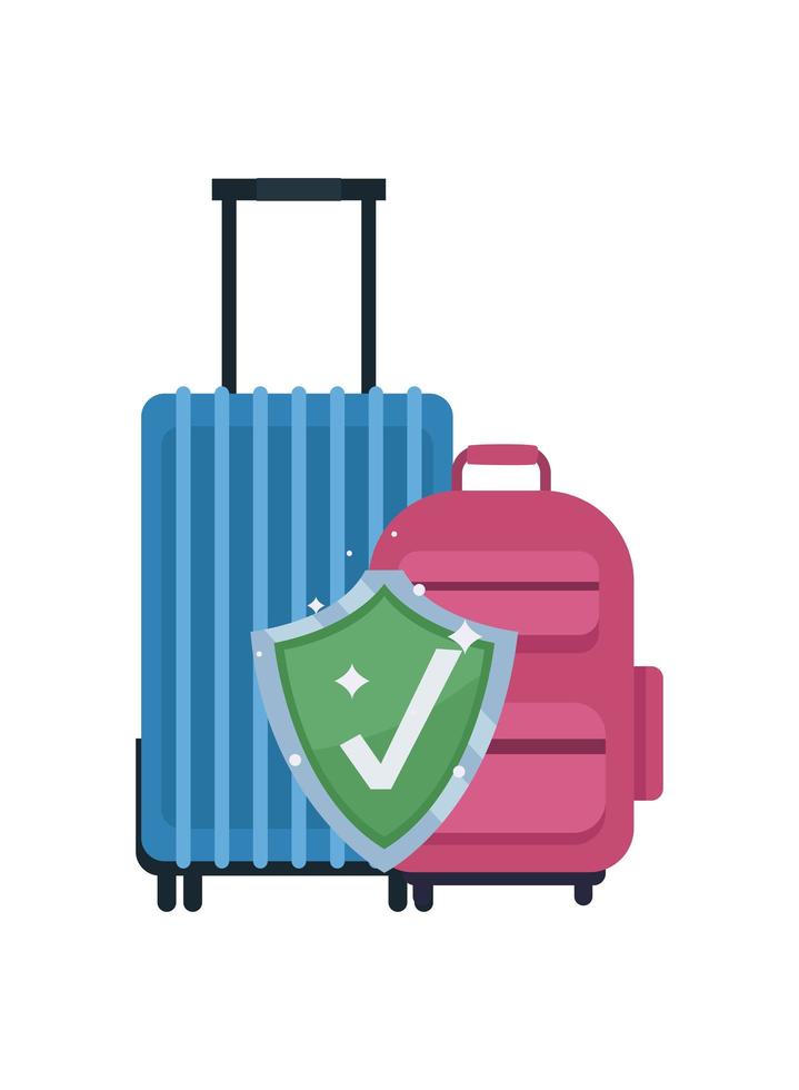 travel insurance with shield vector