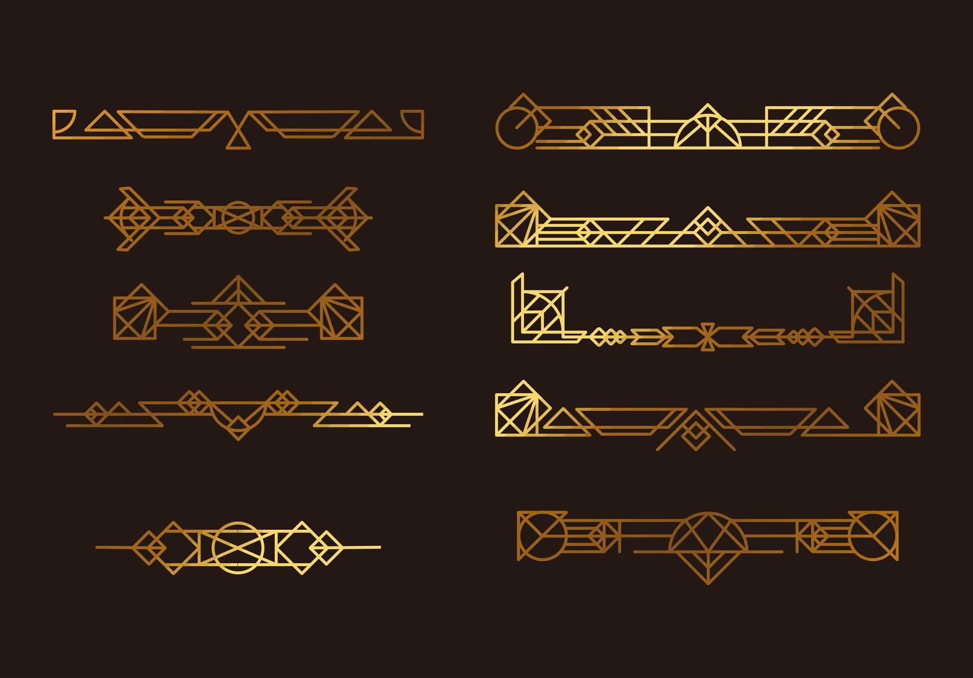 ten art deco frames vector