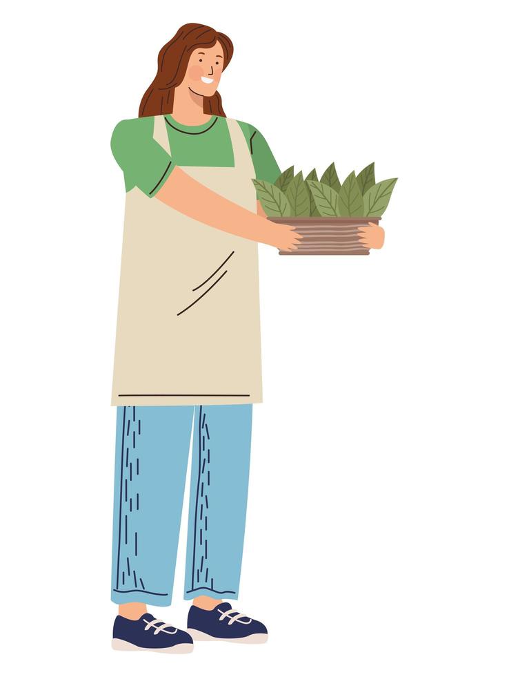 gardener woman with houseplant vector