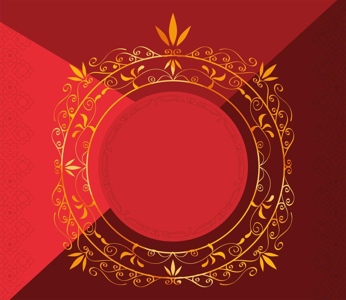 golden monogram red background vector
