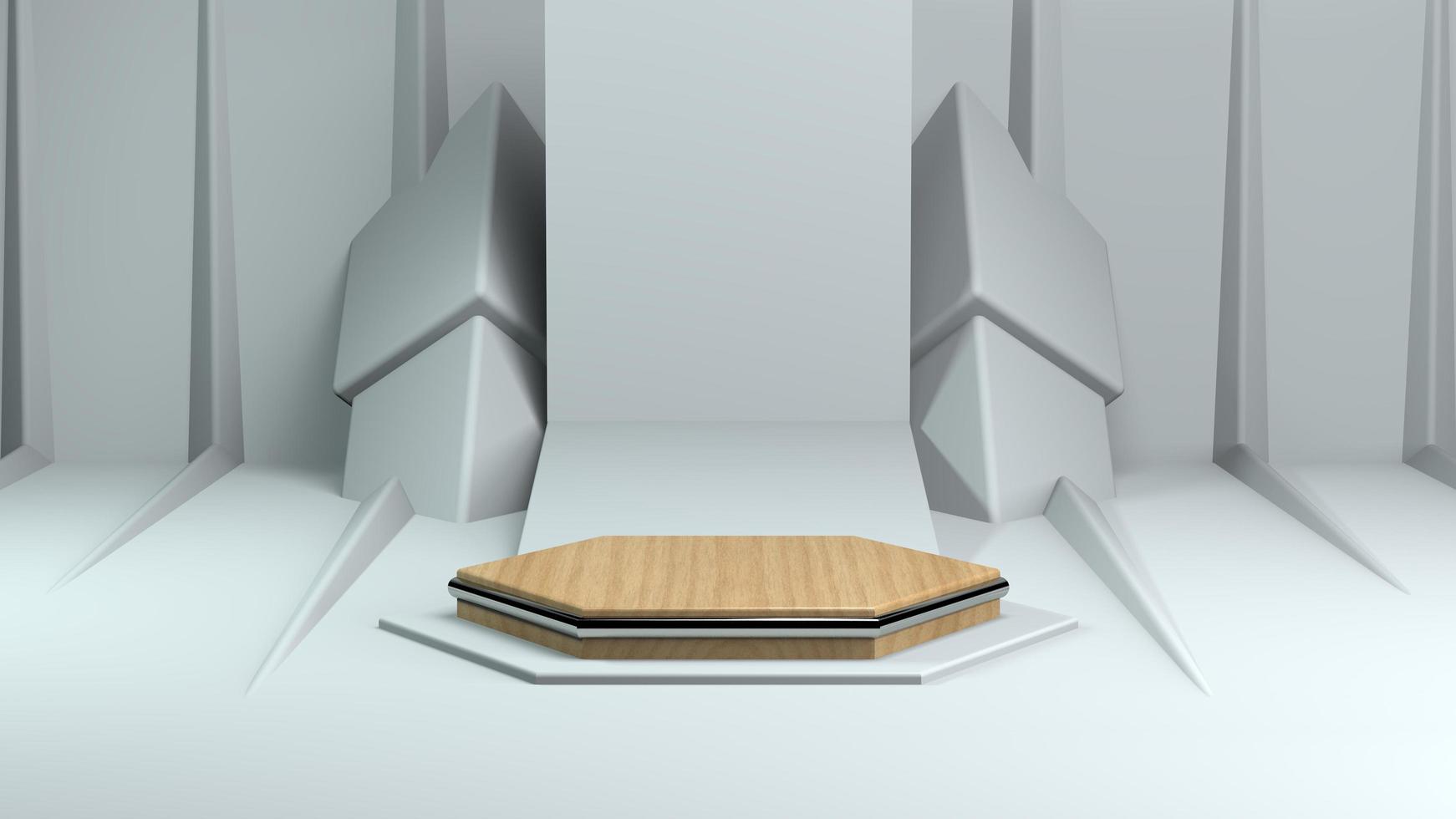 3D Wood Podium for product presentation with Decoration background photo