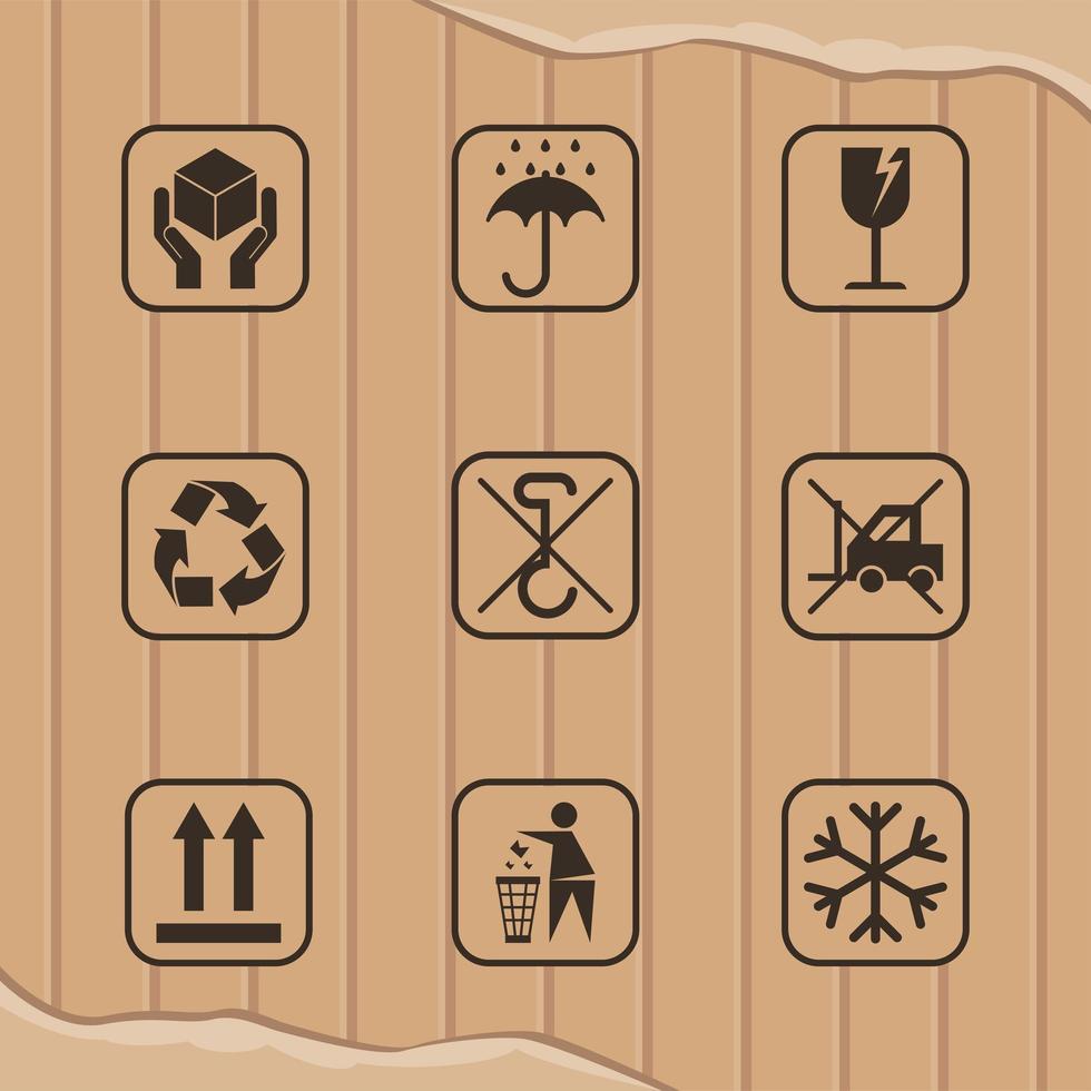eight cardboard infographic seals vector