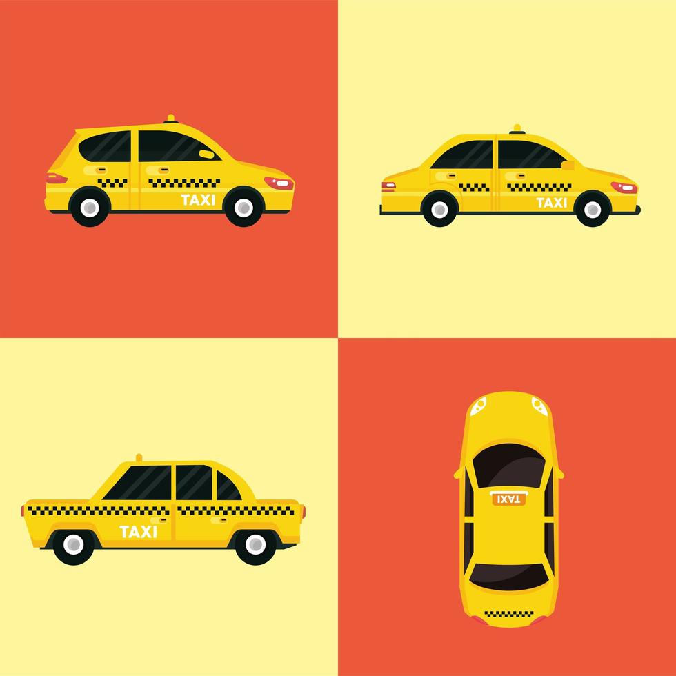 cuatro vehículos de servicio de taxi vector