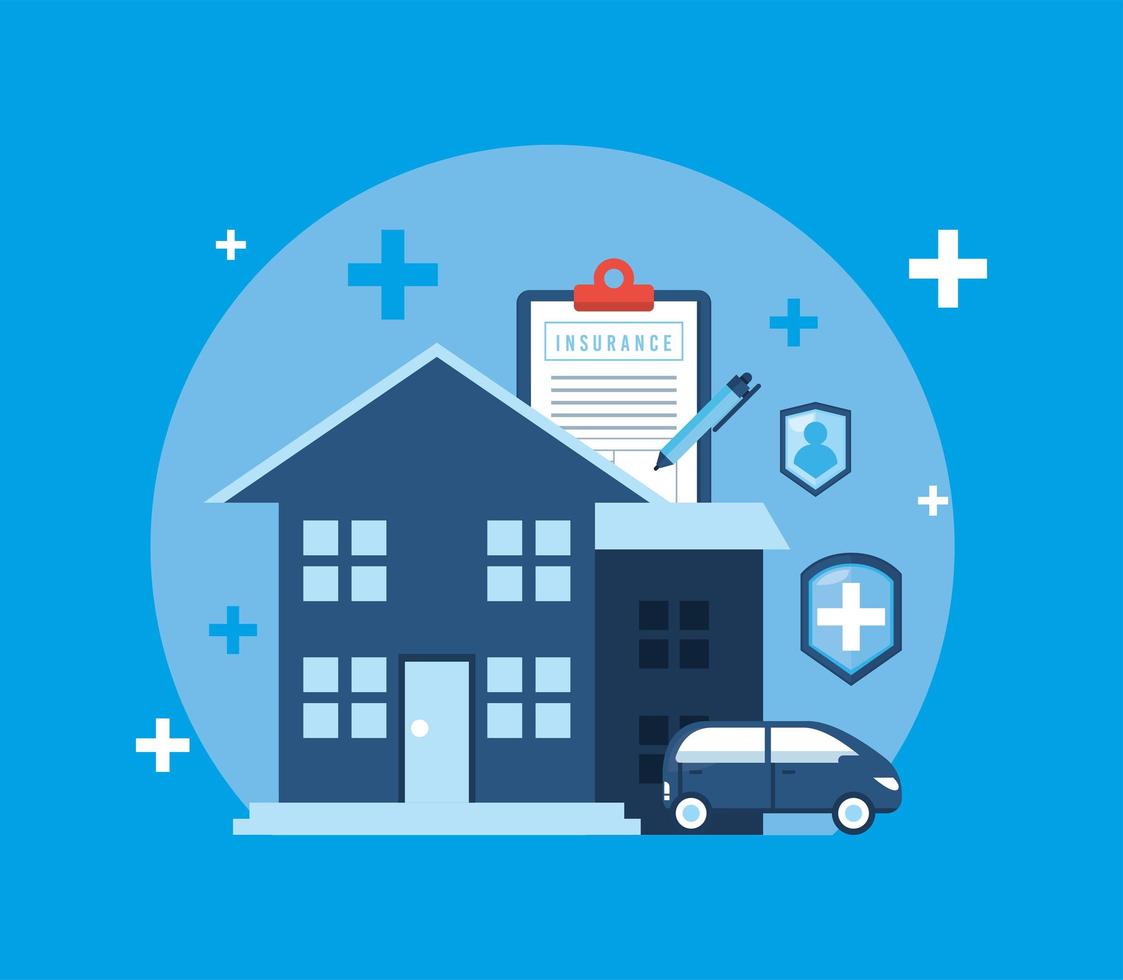 house and insurance icons vector