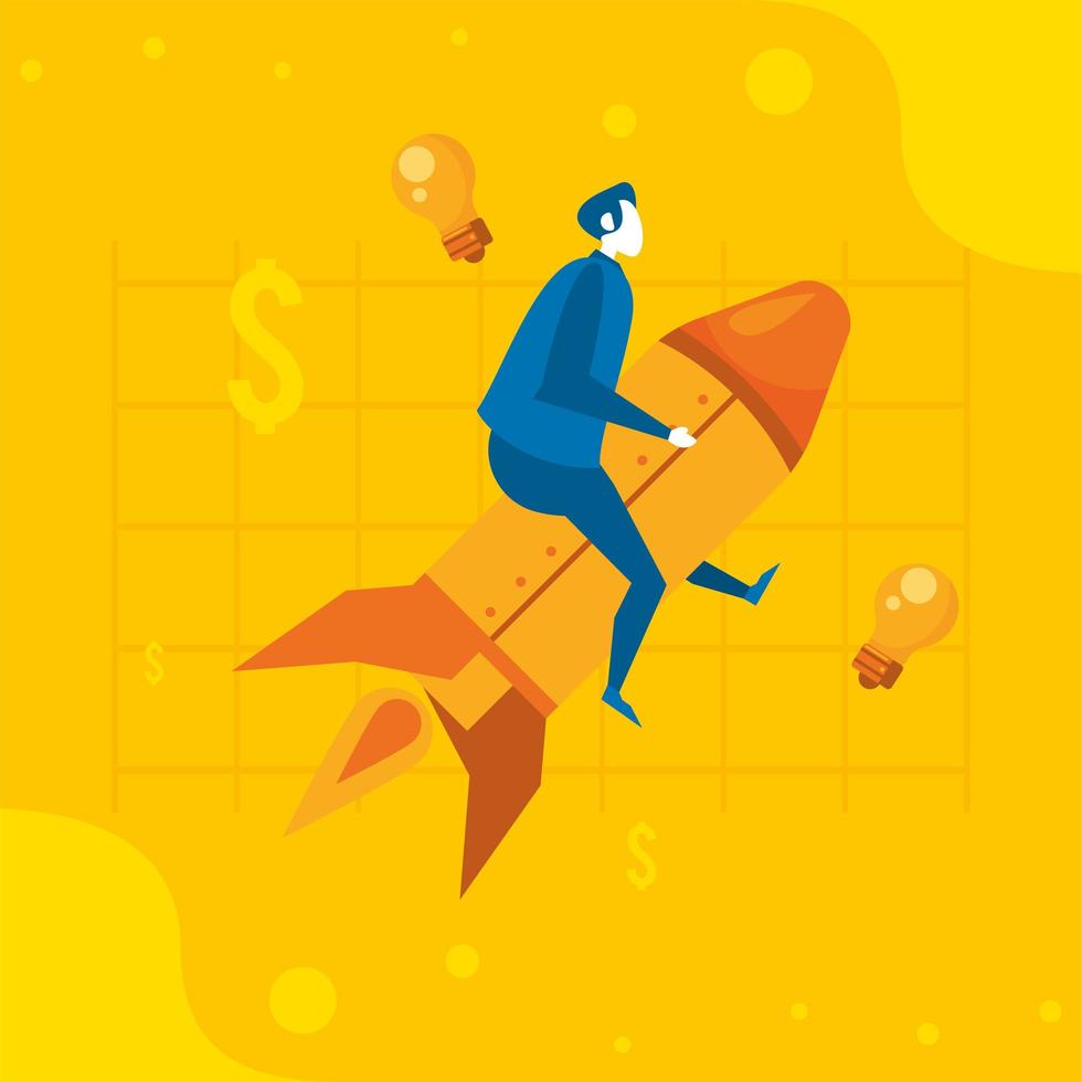 businessman in rocket vector