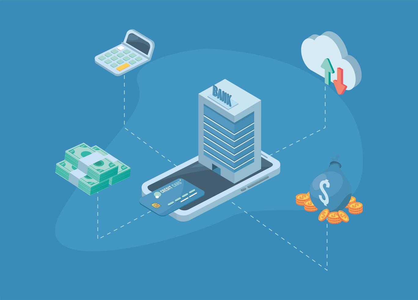 bank in smartphone vector