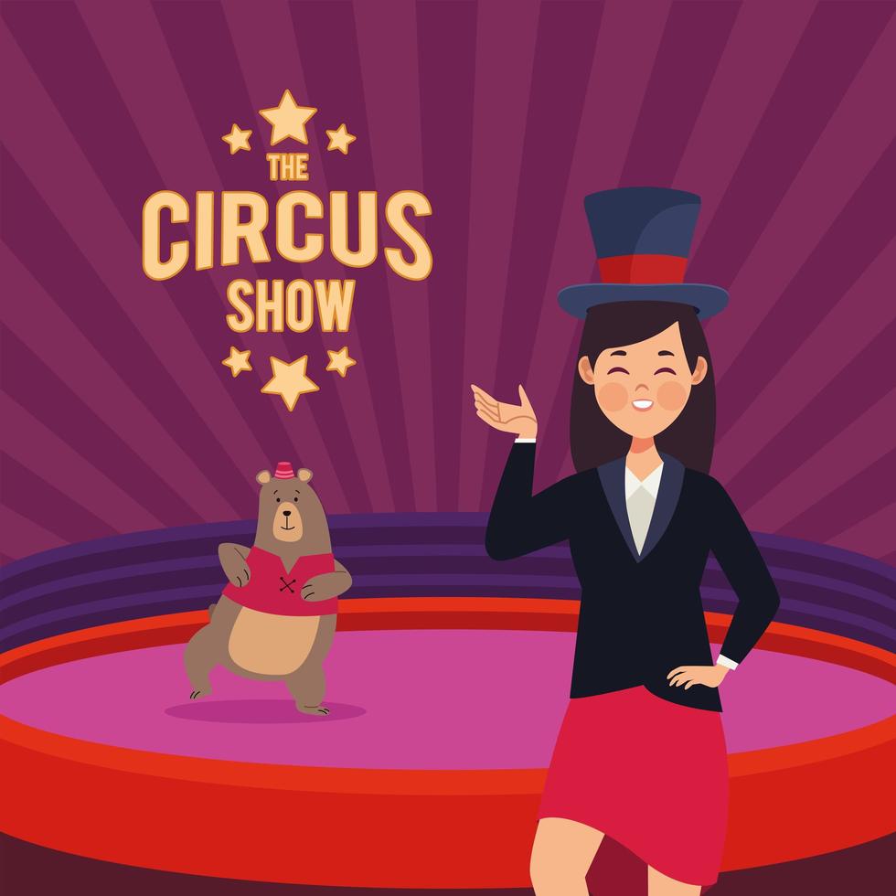 circus show lettering and bear vector