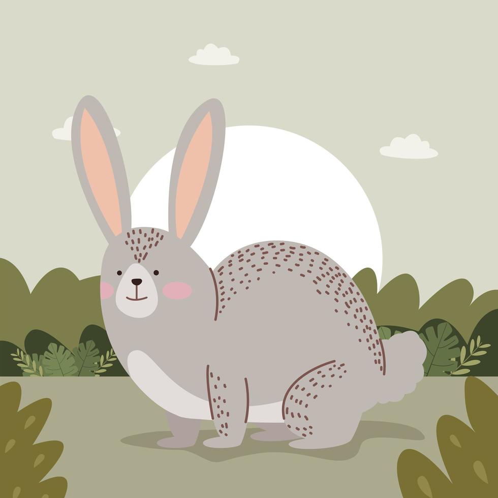 cute rabbit woodland animal vector