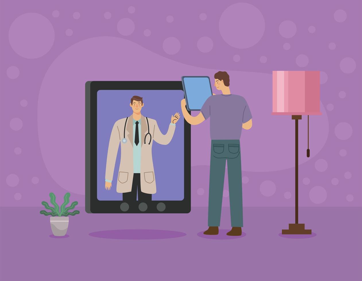 doctor and patient with tablet vector