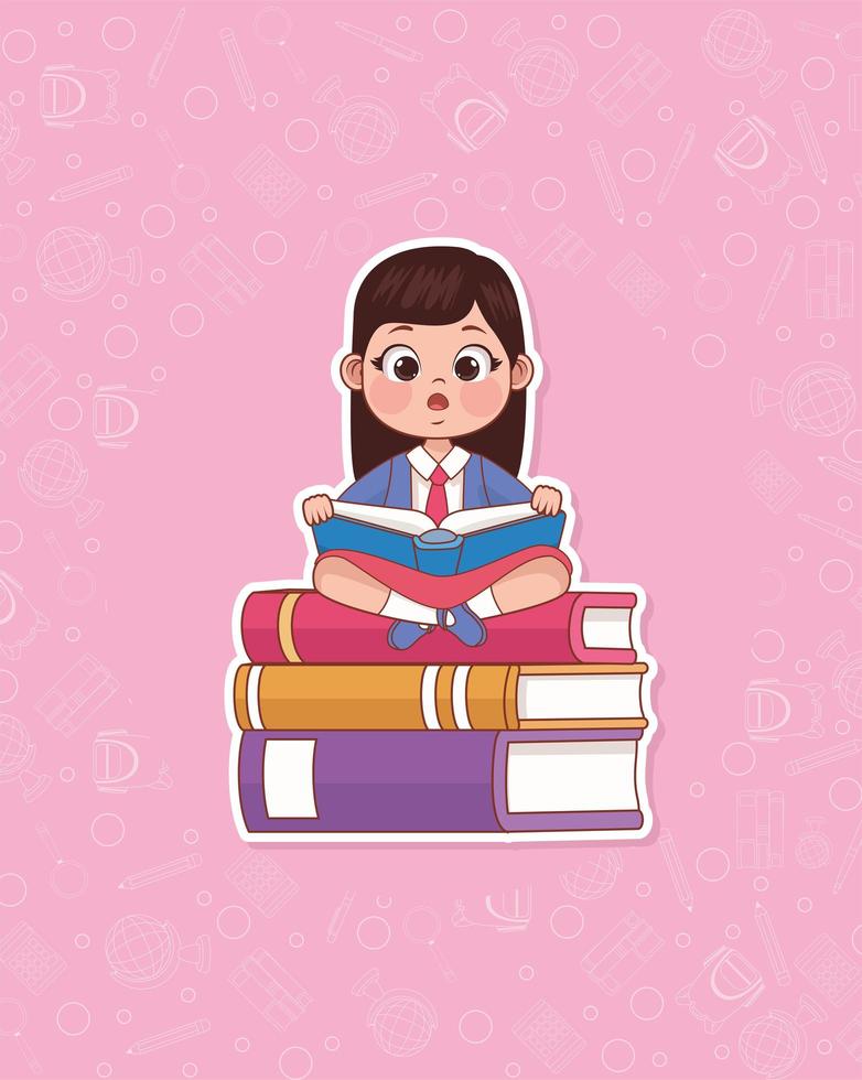 student girl reading book vector