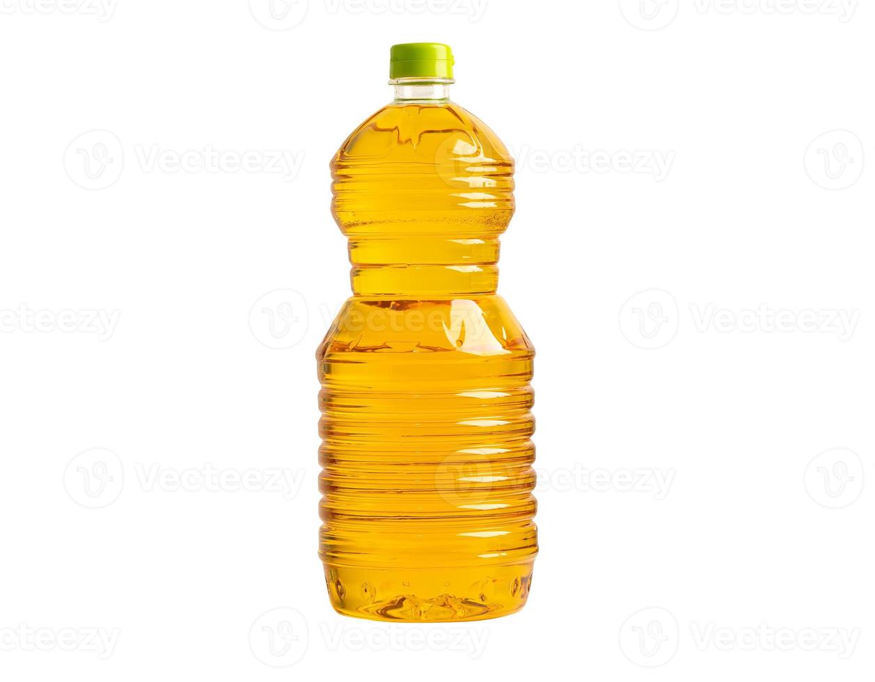 Vegetable oil with olive oil in different bottle for cooking isolated on white background with clipping path. photo