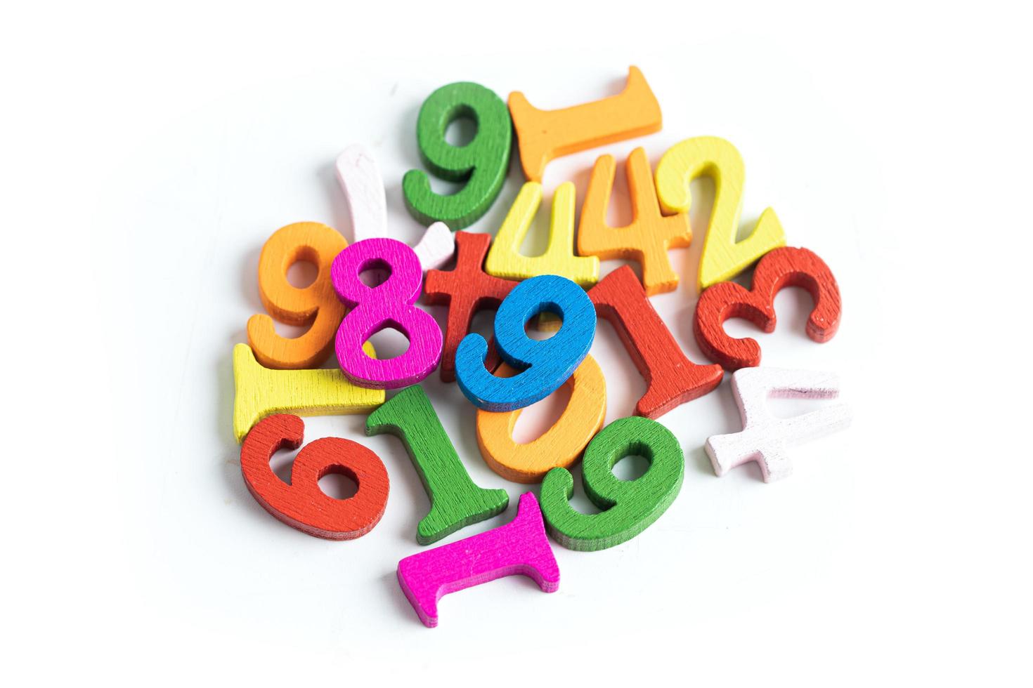 Math number colorful on white background, education study mathematics learning teach concept. photo