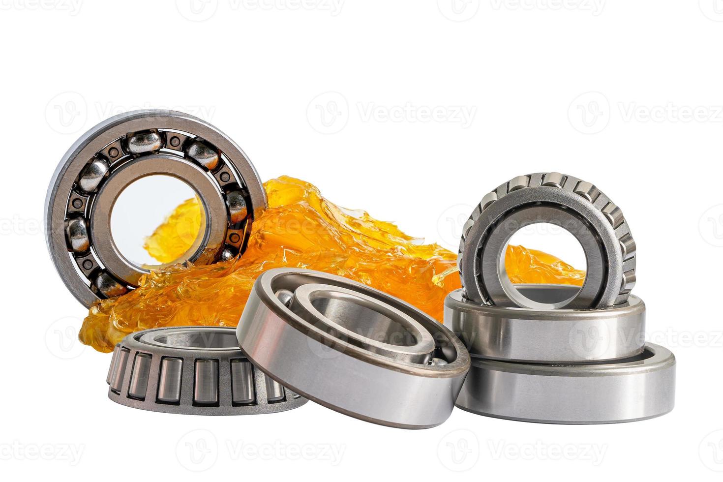 Ball bearing stainless with grease lithium machinery lubrication for automotive and industrial isolated on white background. photo