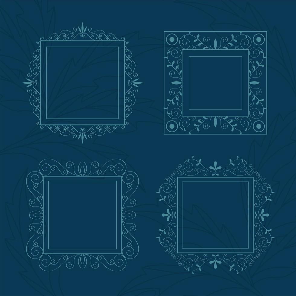 four elegants monograms icons vector