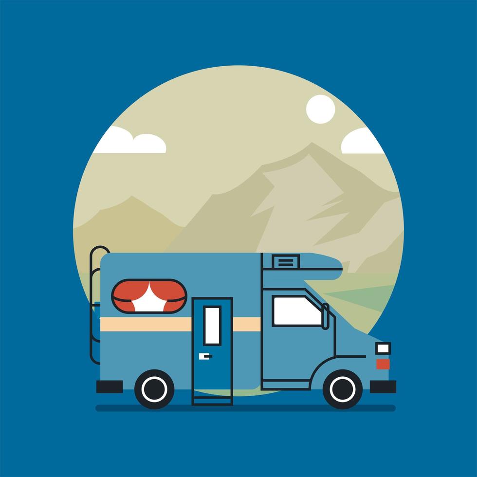 blue camper vehicle vector