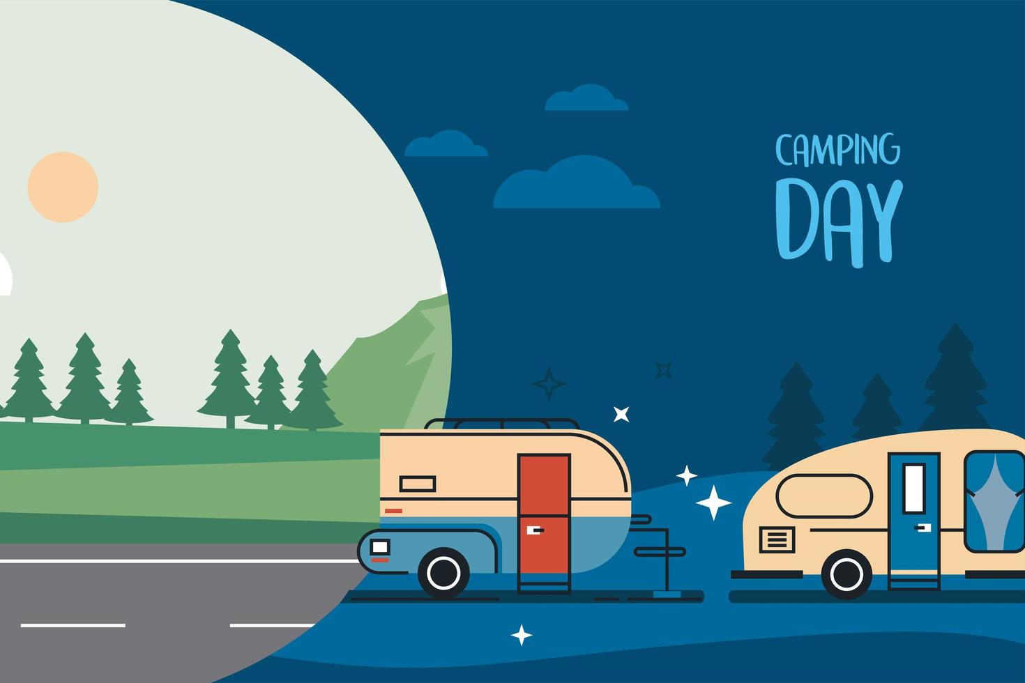 camping road and lettering vector