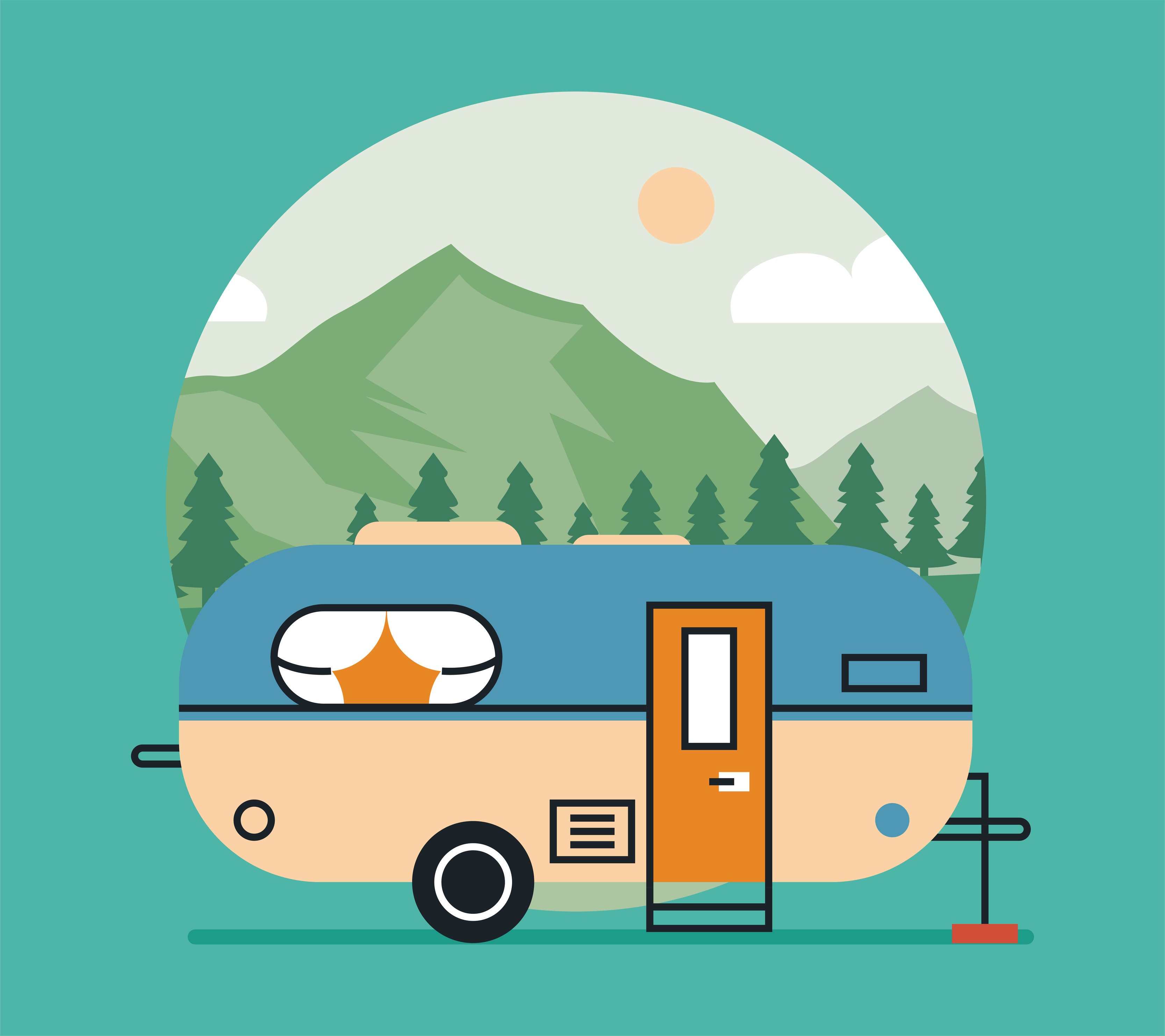 beige and blue camper 6071550 Vector Art at Vecteezy