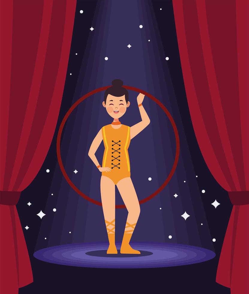 circus dancer with hula hoop vector