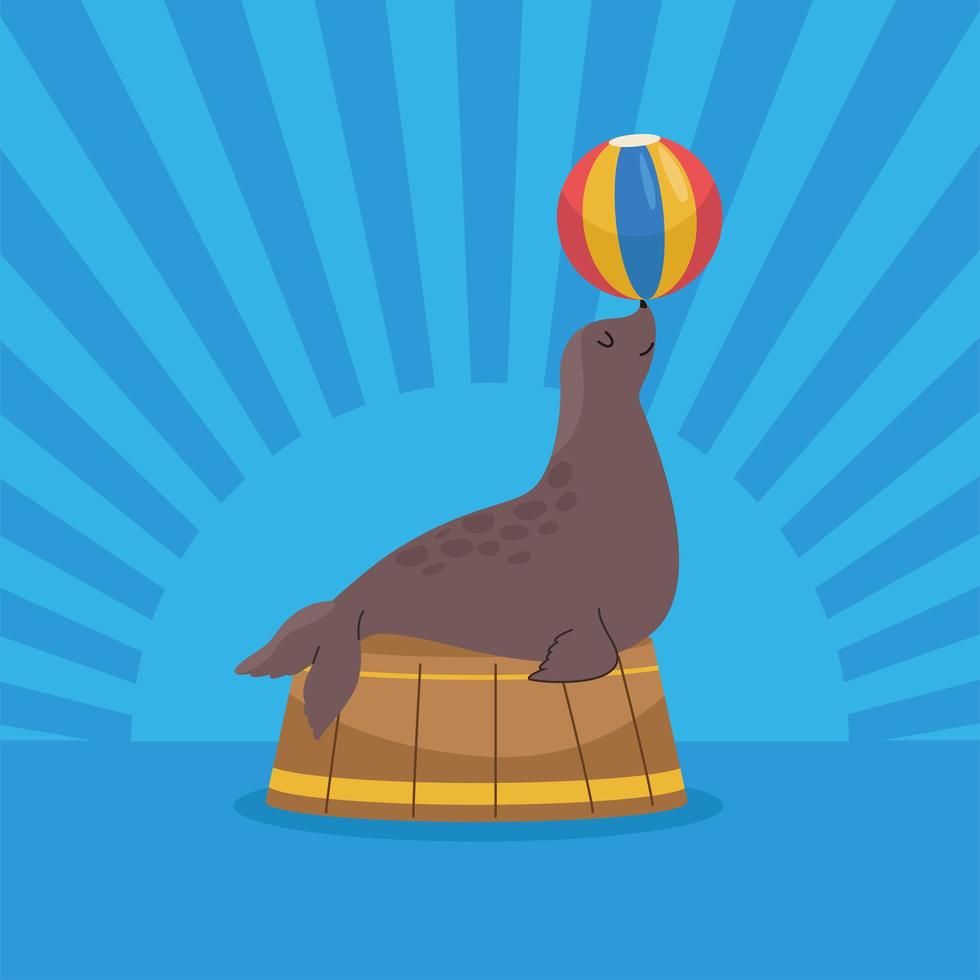 circus seal with ball vector