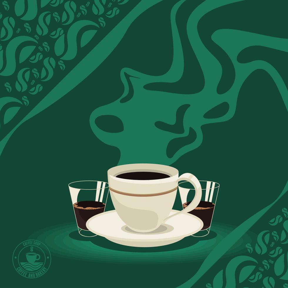 coffee cup and glasses vector