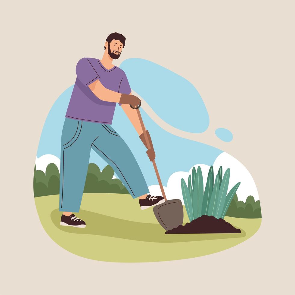 gardener man working character vector