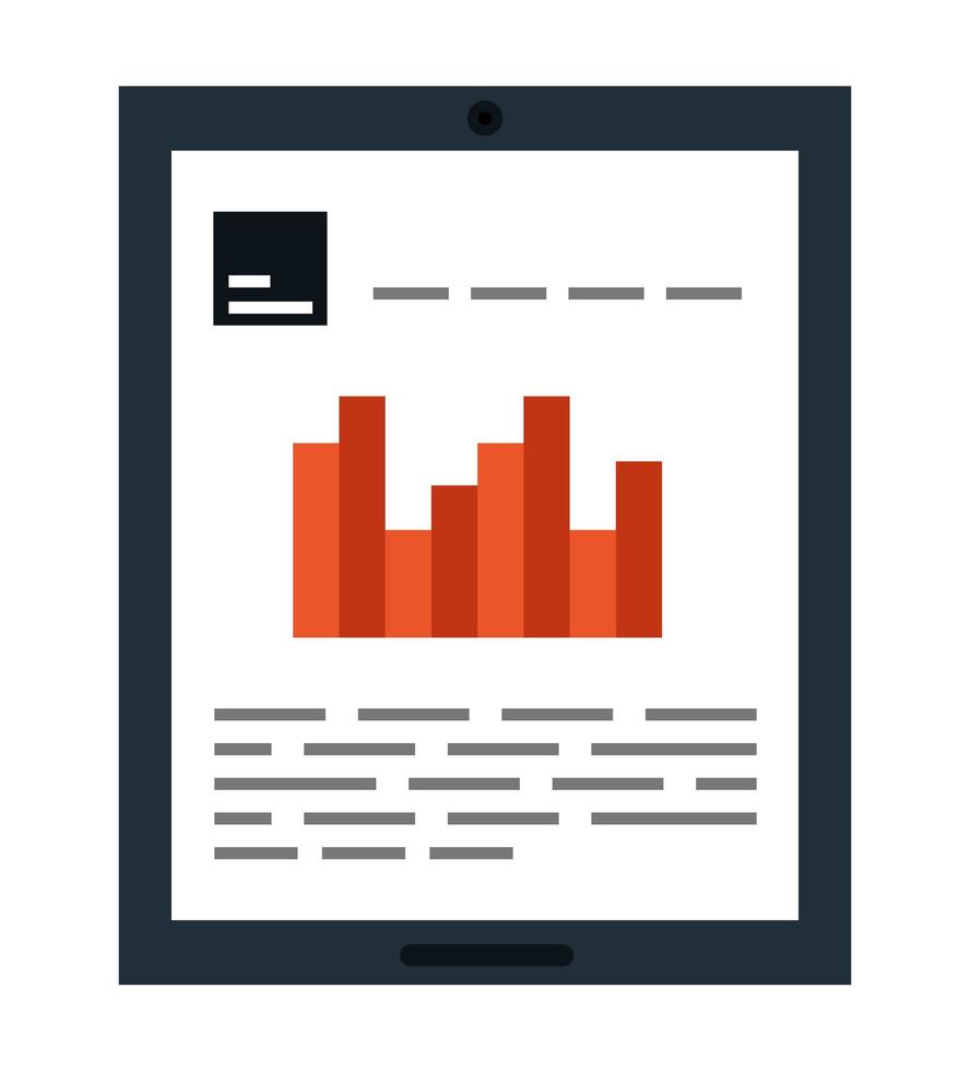tablet with statistics bars vector