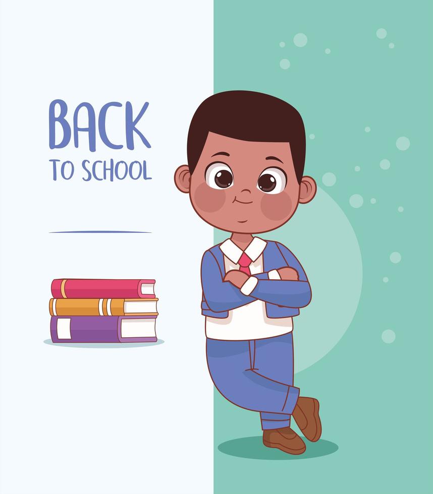 colegial afro y libros vector