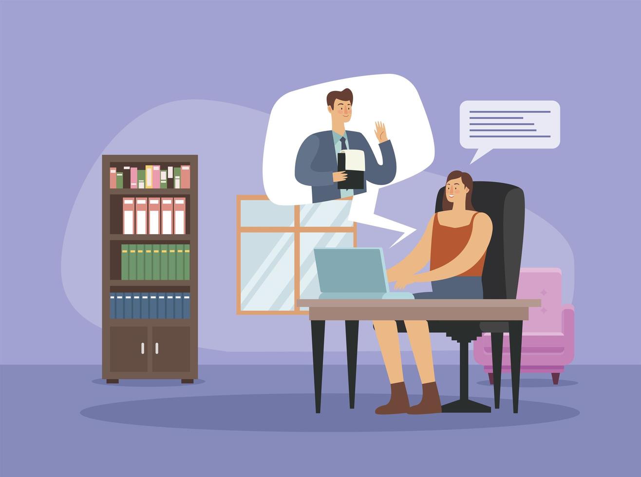 business couple with laptop vector
