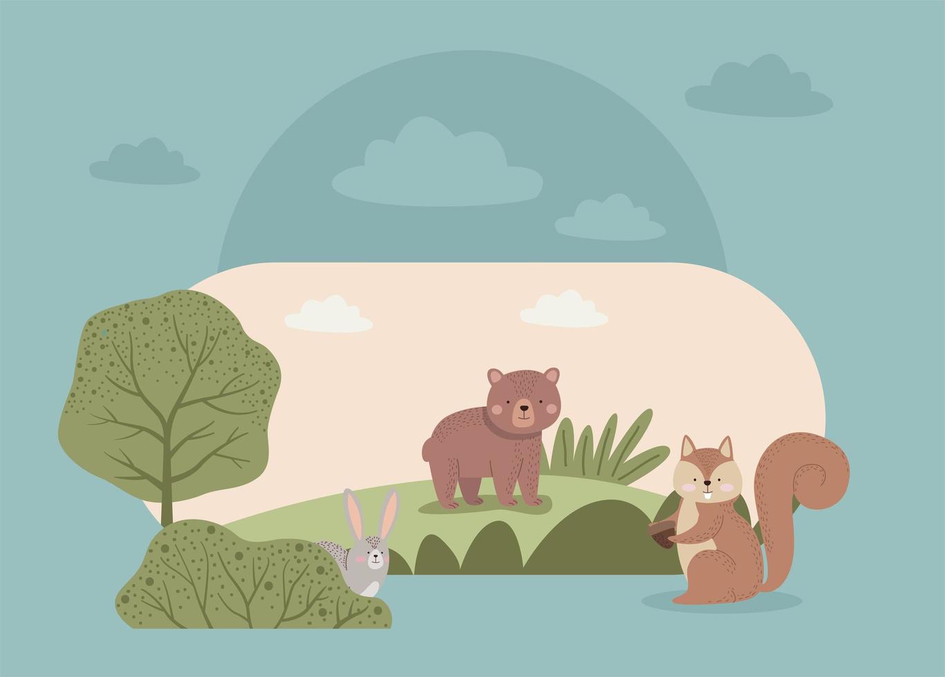 cute animals in the camp vector