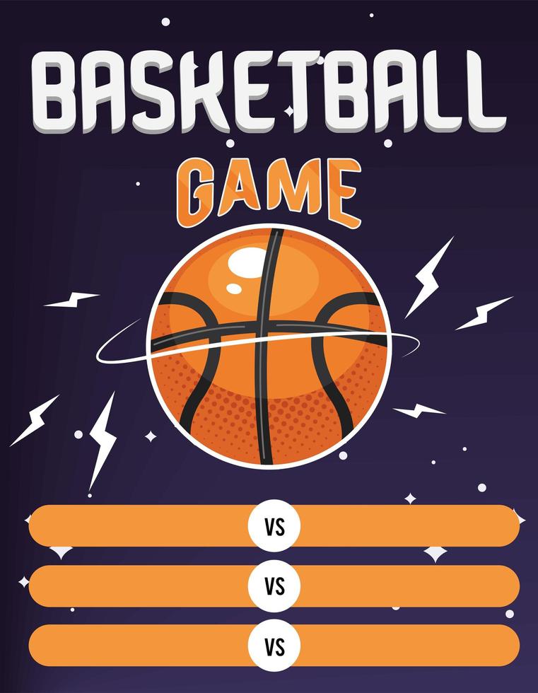 basketball game lettering with ball vector