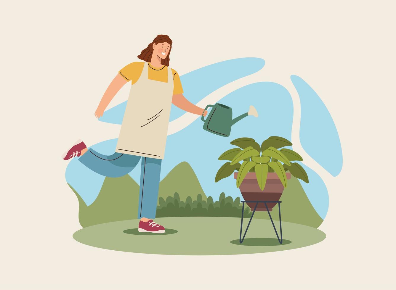 female gardener working character vector