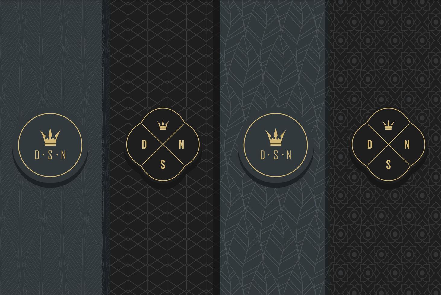 four elegant pattern emblems vector