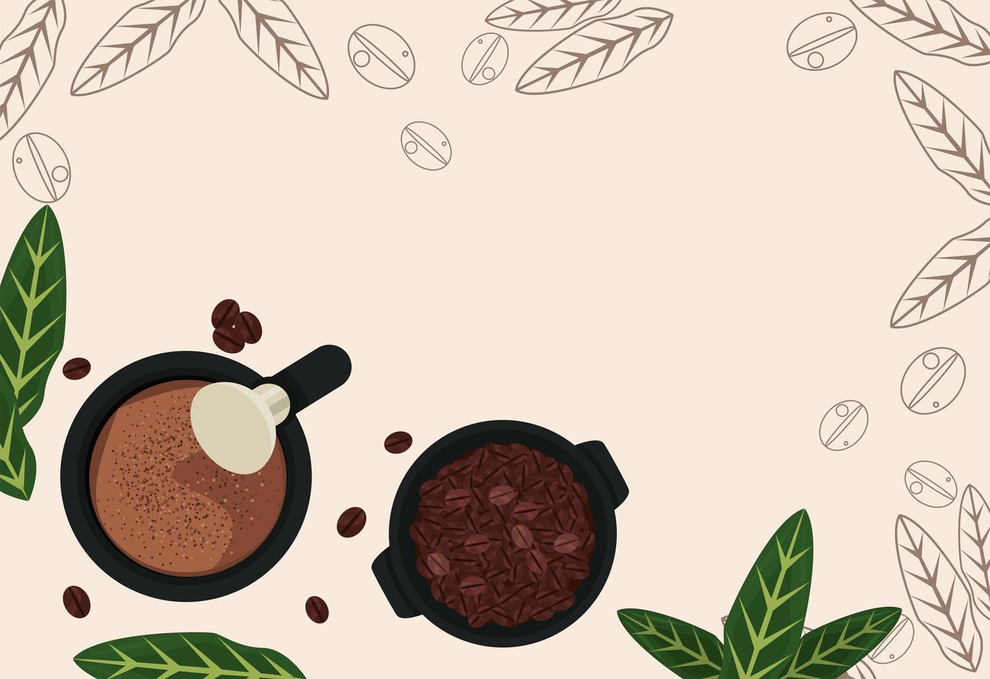 coffee drink and leafs vector