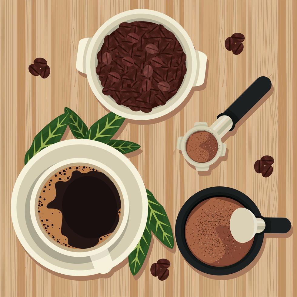 coffee drink airview scene vector