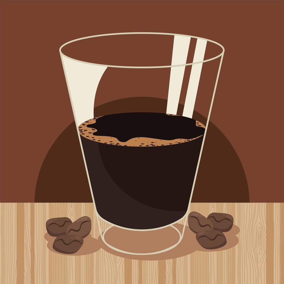 coffee glass and grains vector