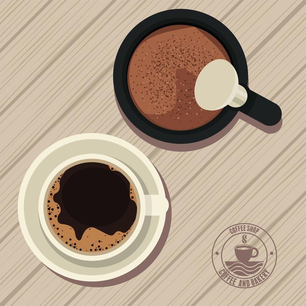 coffee cup and teapot vector