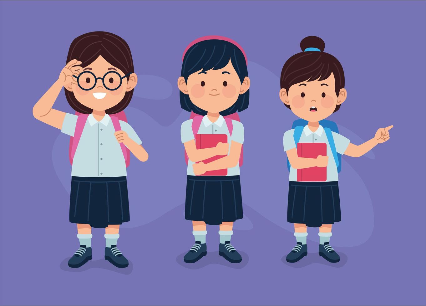three students girls group vector