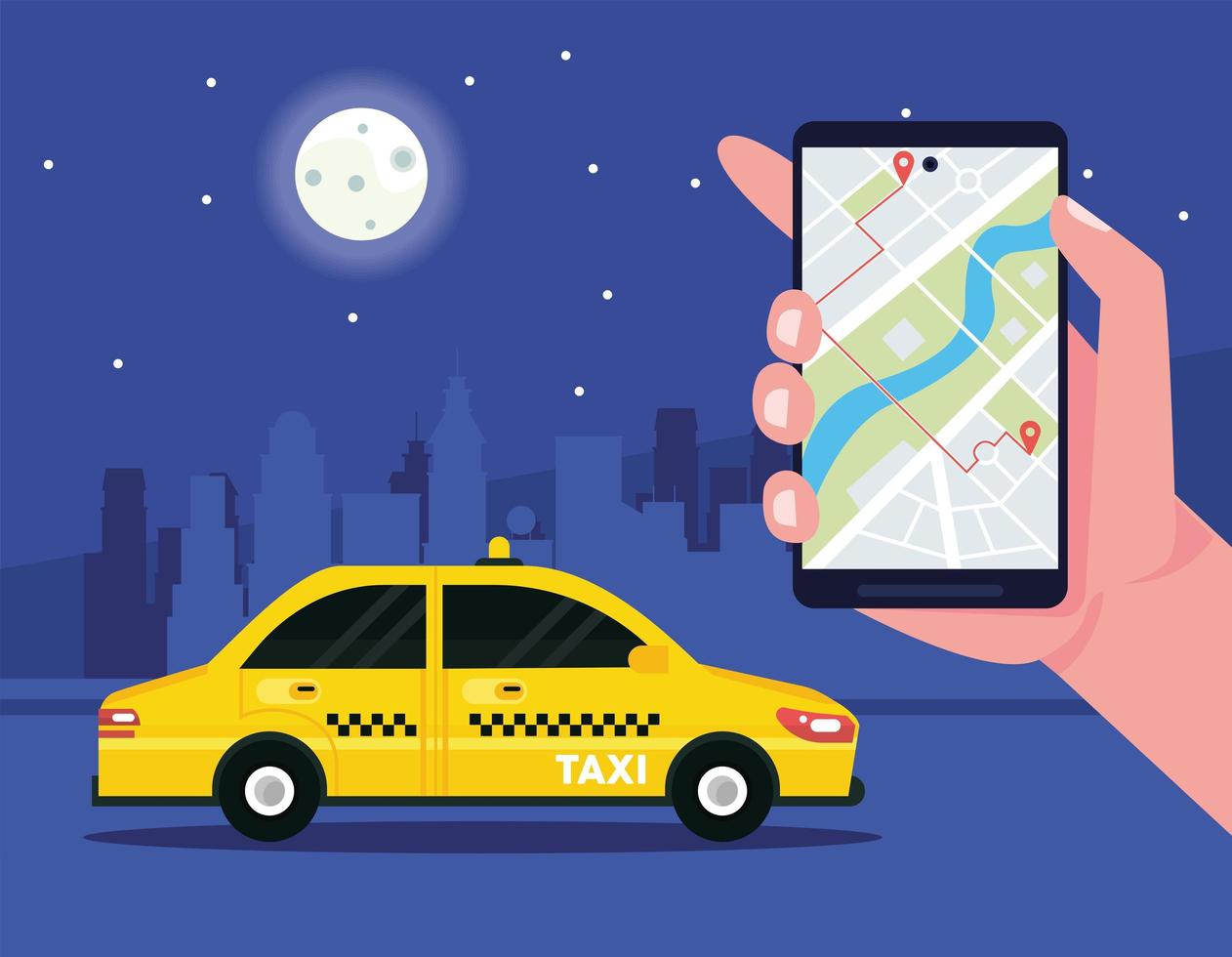 teléfono inteligente y servicio de taxi vector