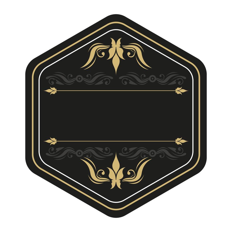 vintage label golden frame vector