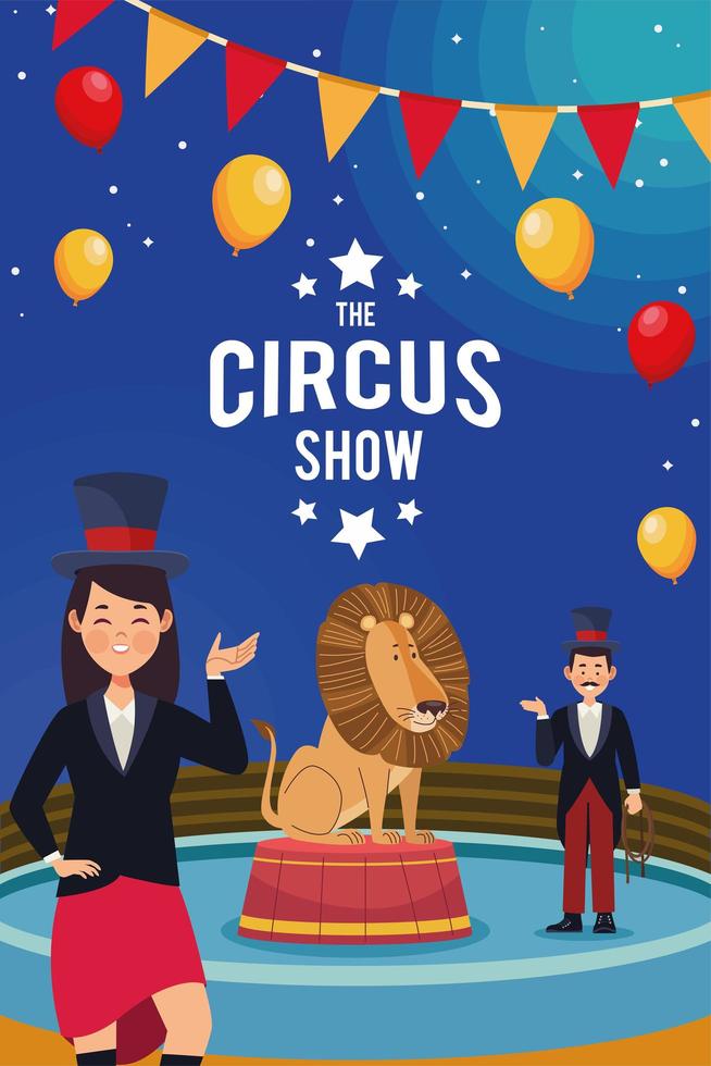 circus show lettering and lion vector