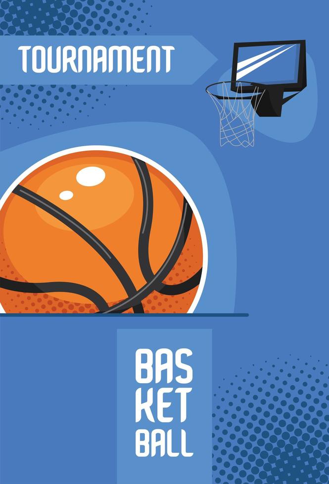 basketball tournament lettering with ball vector